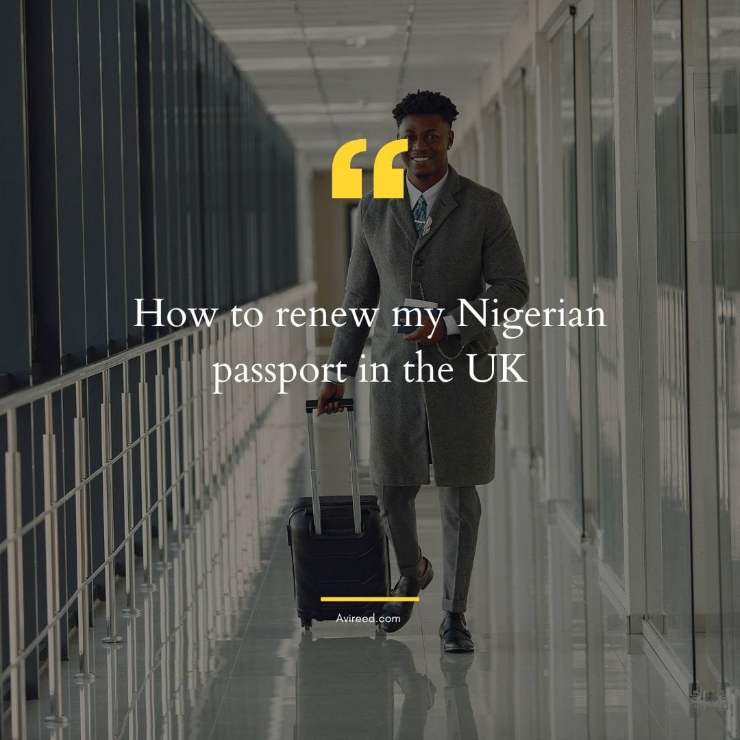 Stylish Nigerian man with suitcase and his Nigerian passport walking along airport corridor