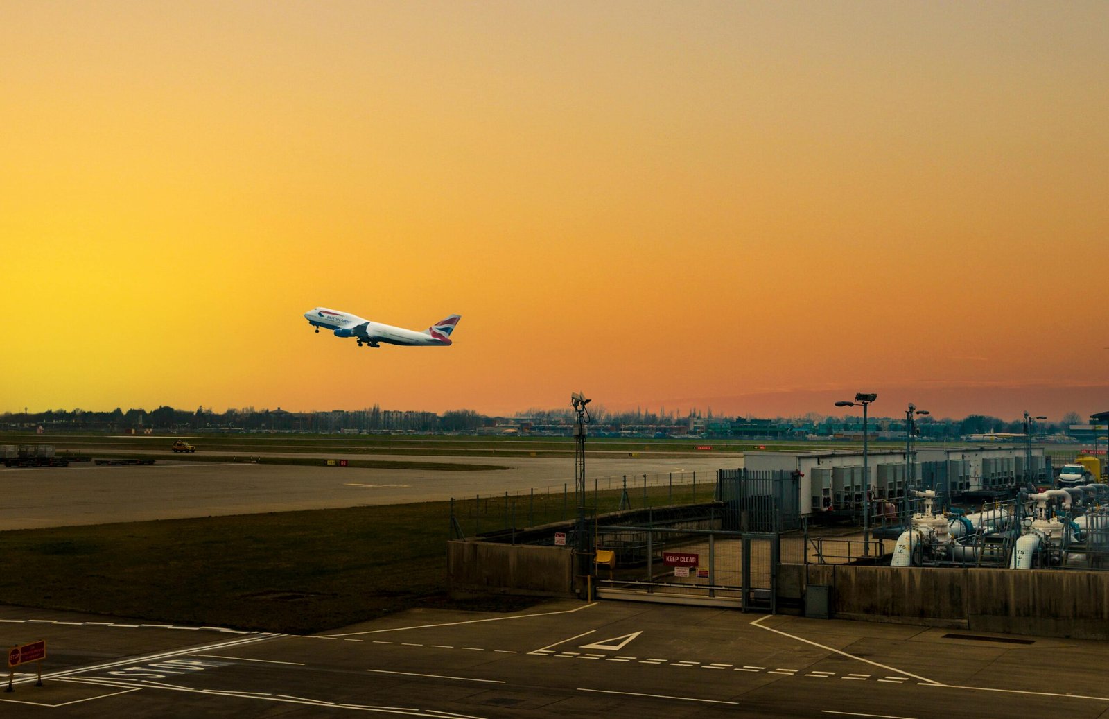 Picture of An Airplane Taking Off in an Airport