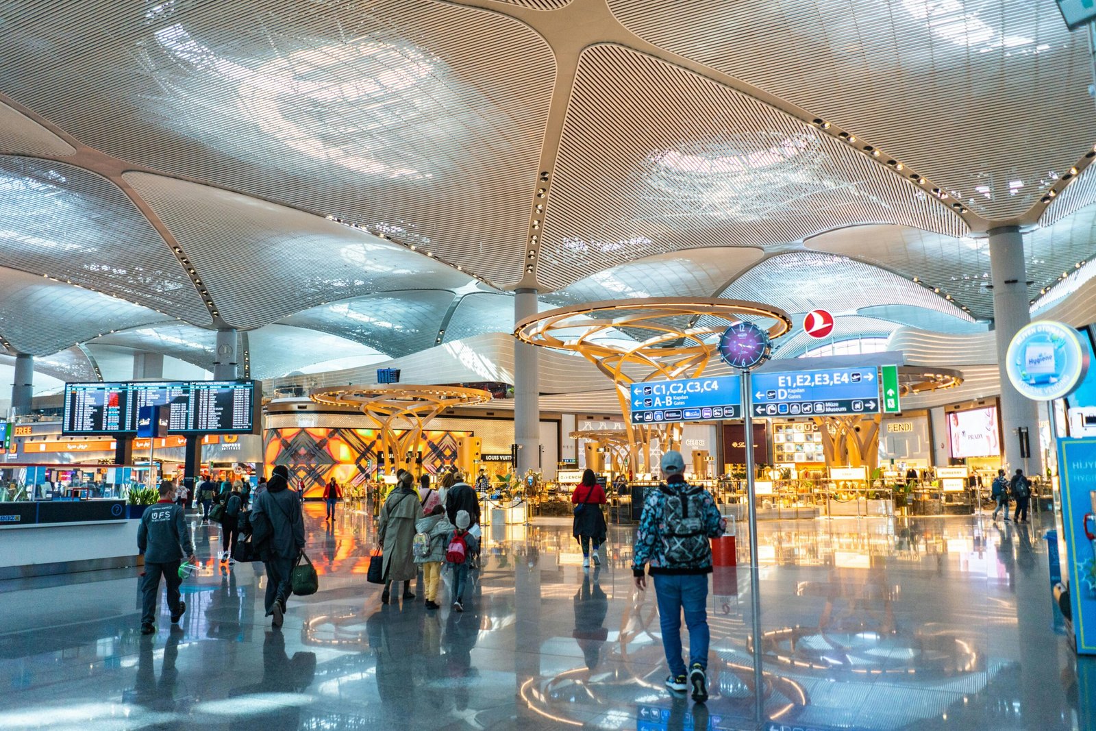 People Walking Inside an Airport Building in Turkey