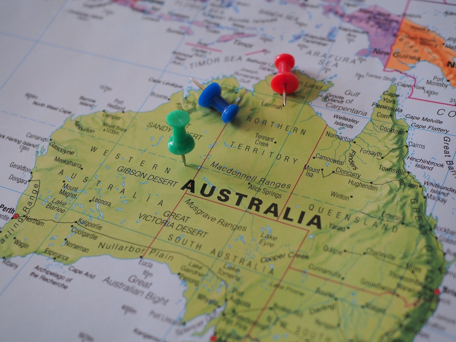 World map boldly showing Australia