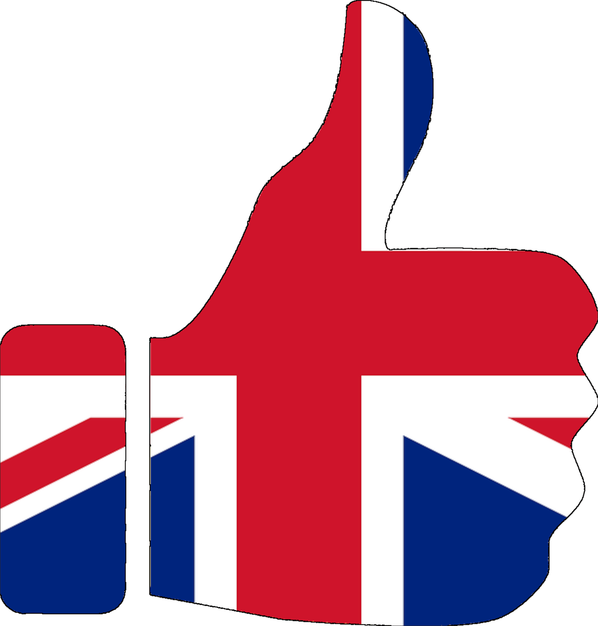 Hand showing UK National Colors,